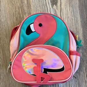 Kids Flamingo Backpack - Pink & Teal Canvas Bag